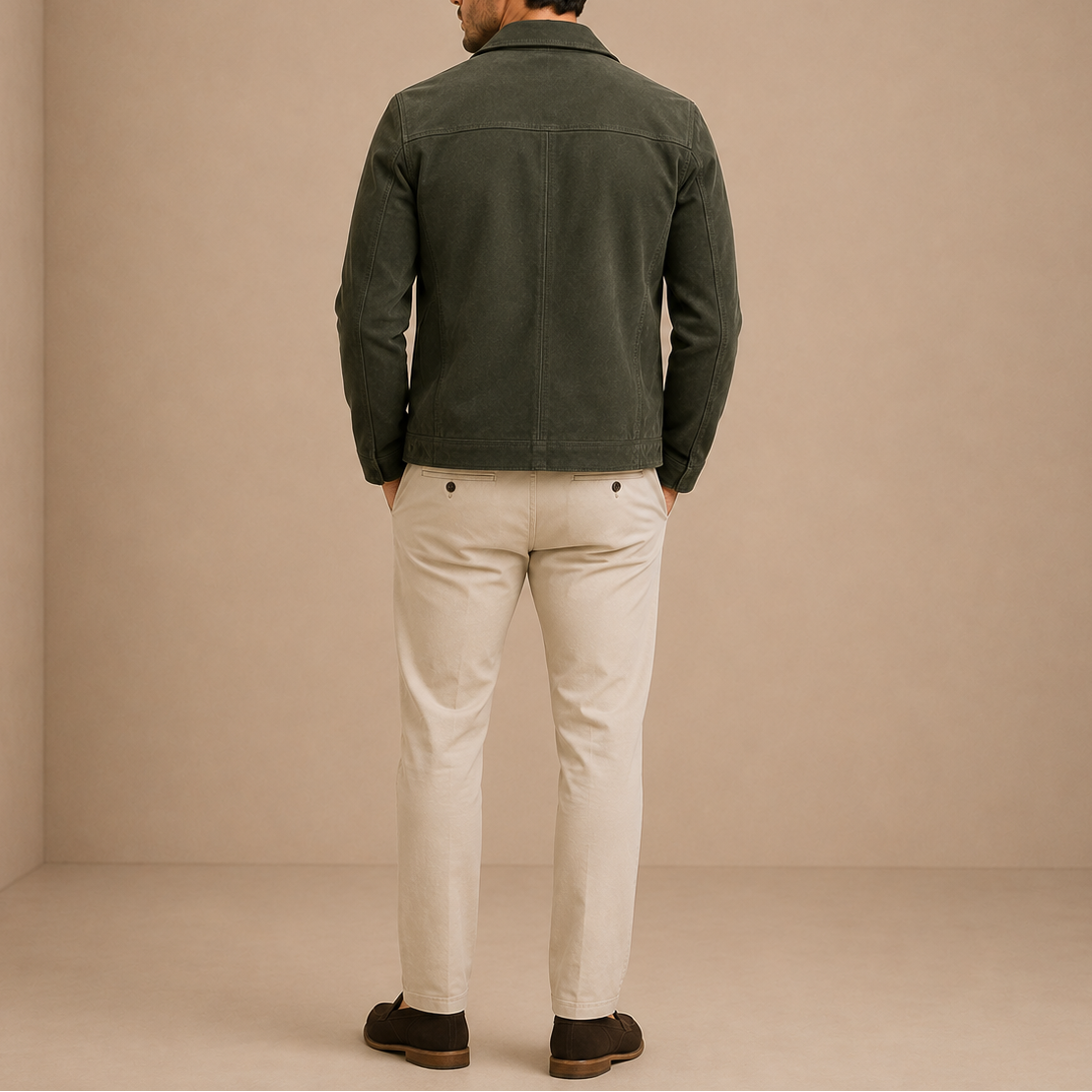 VESTE EFFET SUÈDE D’INSPIRATION VINTAGE À FERMETURE ÉCLAIR