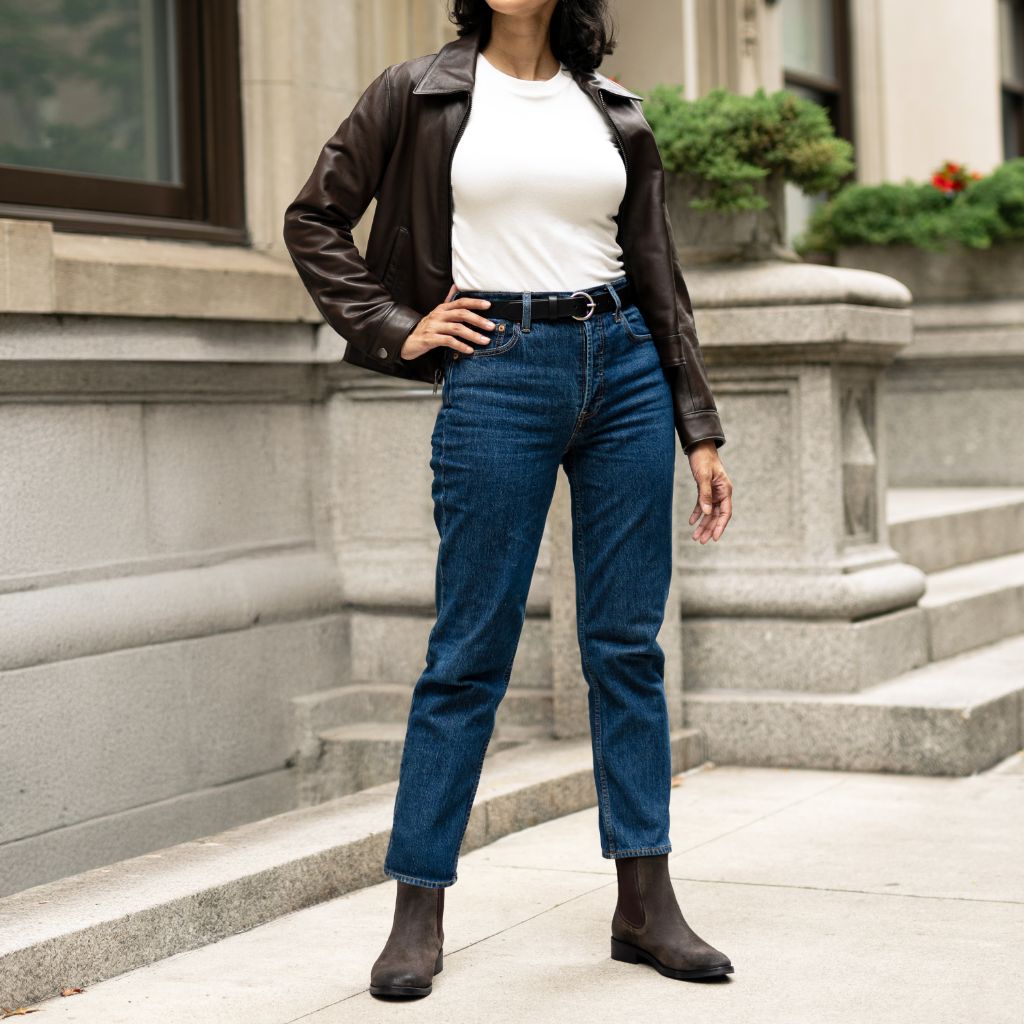 Duchess Chelsea boots i mörk oliv – vardagslook