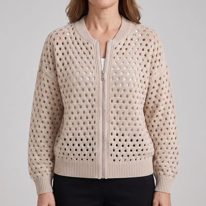 GWENDOLINE VESTE EN TRICOT AJOURÉ