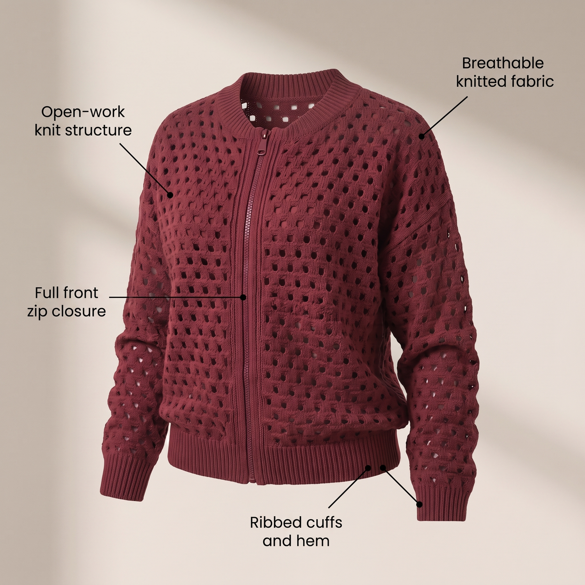 GWENDOLINE VESTE EN TRICOT AJOURÉ