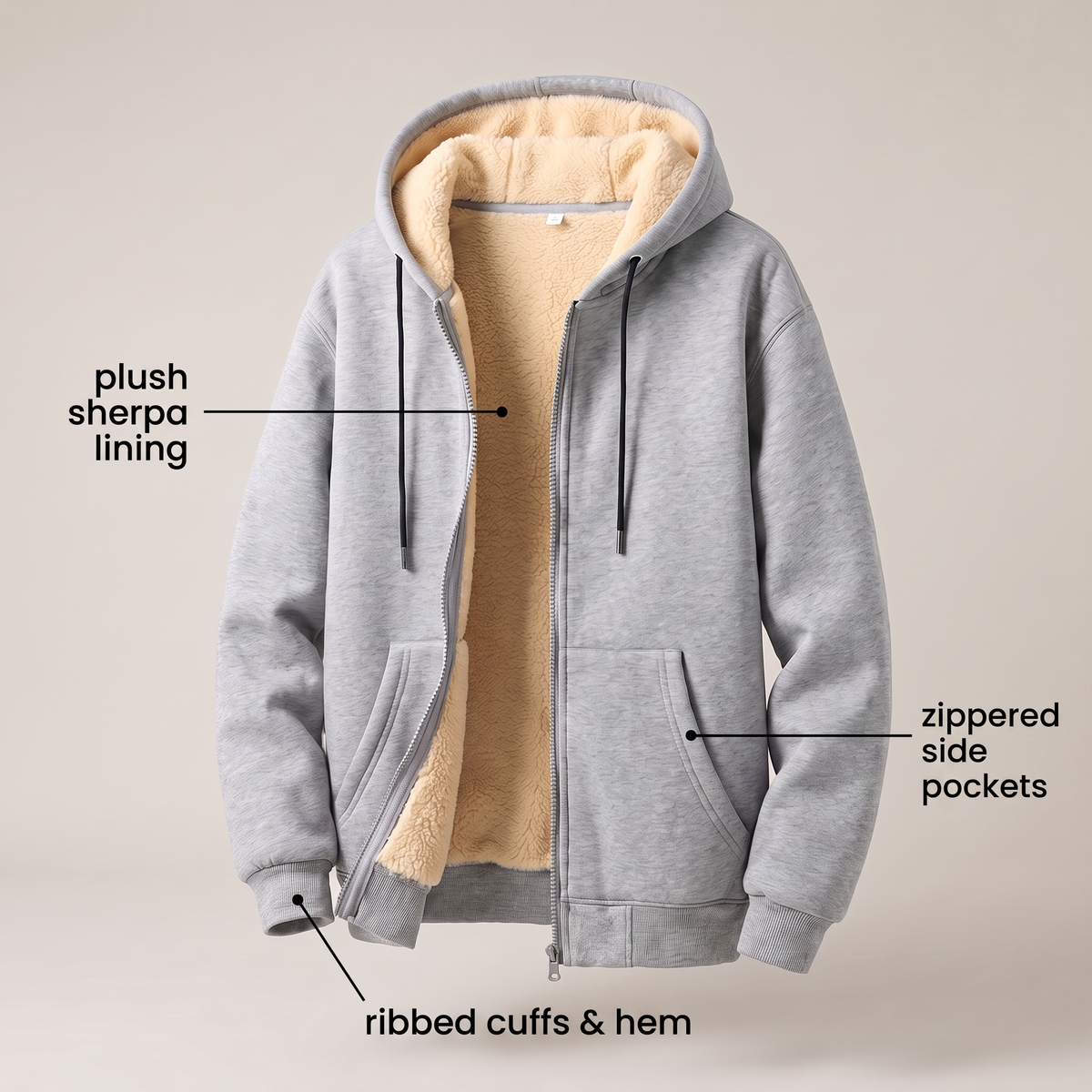 VESTE À CAPUCHE DOUBLÉE TEDDY