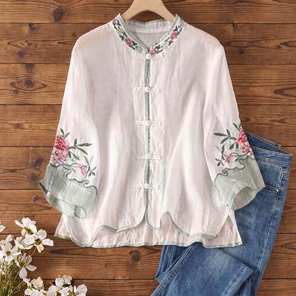 MARCOMBE BLOUSE BRODÉE À MANCHES ÉVASÉES