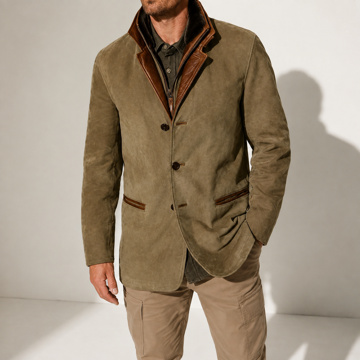 VESTE D’HIVER EFFET SUÈDE À COL MONTANT
