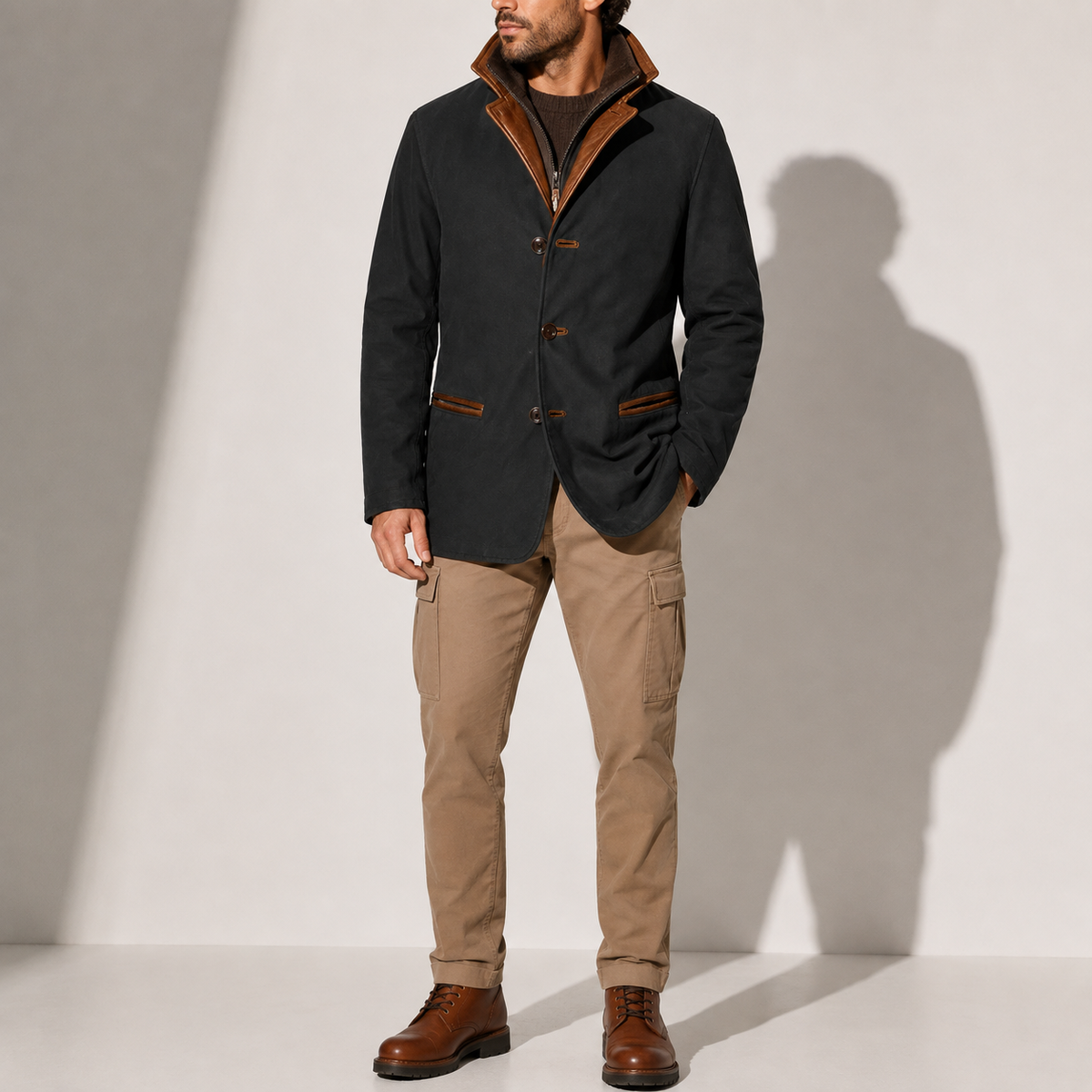 VESTE D’HIVER EFFET SUÈDE À COL MONTANT
