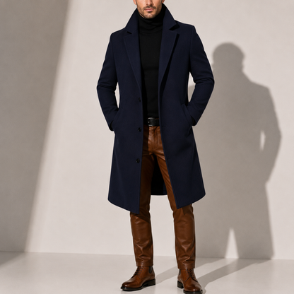 LONG MANTEAU D’HIVER CLASSIQUE EN MÉLANGE DE LAINE
