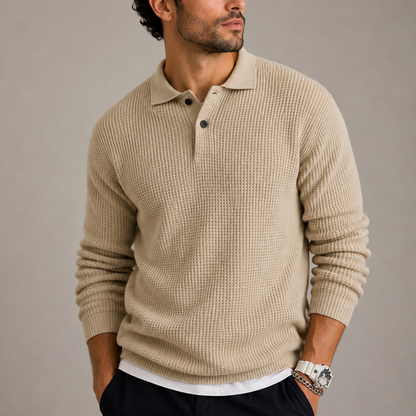 CHANDAIL EN TRICOT À COUPE AJUSTÉE ET COL POLO