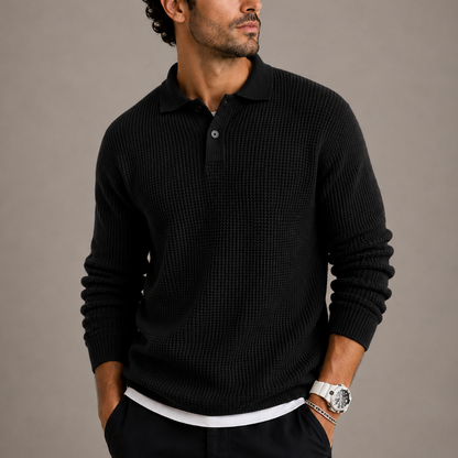 CHANDAIL EN TRICOT À COUPE AJUSTÉE ET COL POLO