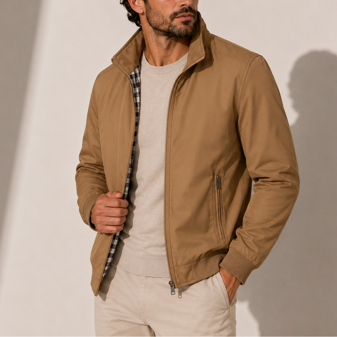 BLOUSON AVIATEUR LÉGER À COL MONTANT