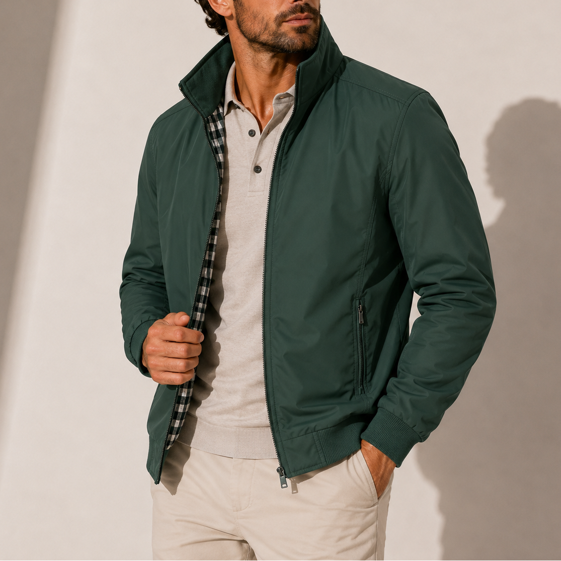 BLOUSON AVIATEUR LÉGER À COL MONTANT