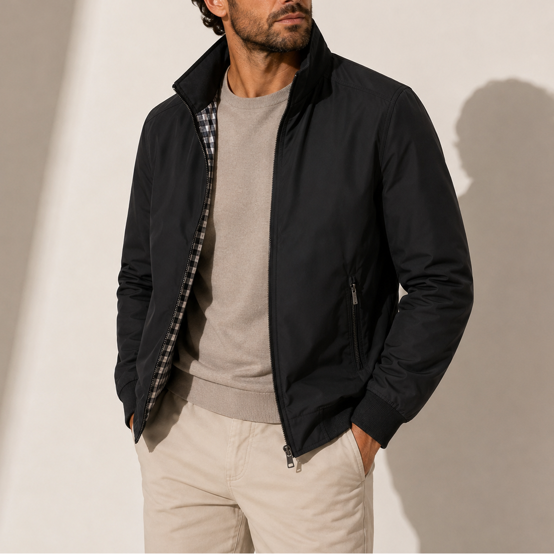 BLOUSON AVIATEUR LÉGER À COL MONTANT