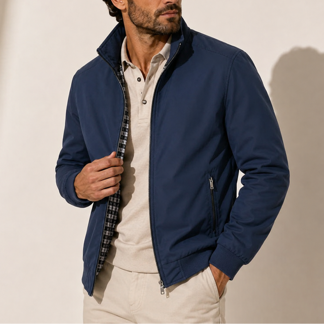 BLOUSON AVIATEUR LÉGER À COL MONTANT