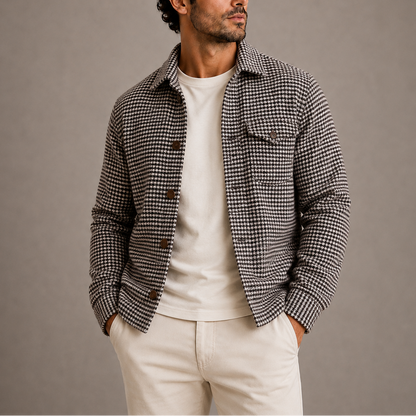 CHEMISE-VESTE À MOTIF PIED-DE-POULE
