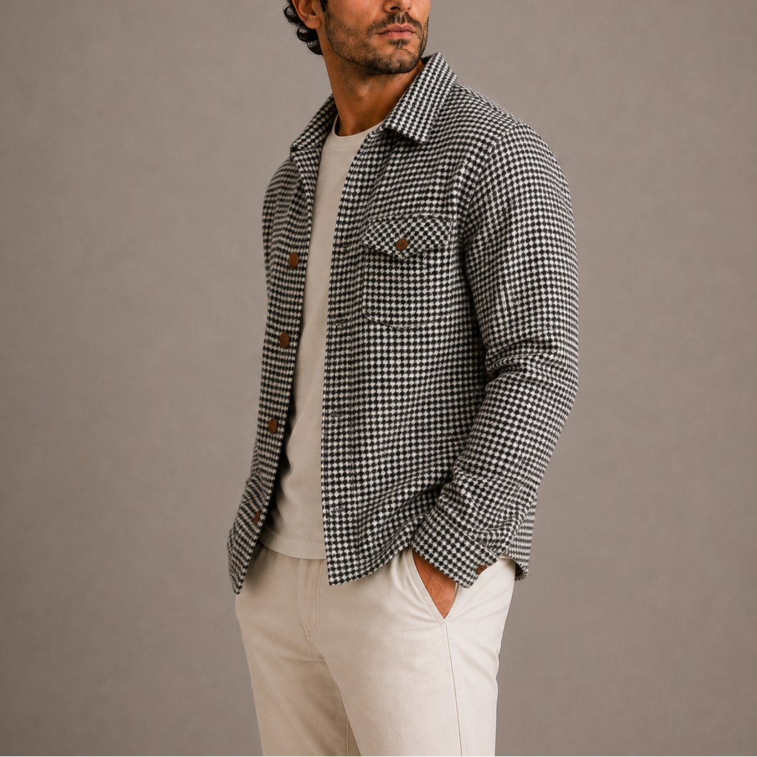 CHEMISE-VESTE À MOTIF PIED-DE-POULE