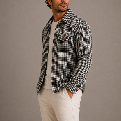 CHEMISE-VESTE À MOTIF PIED-DE-POULE