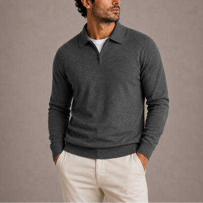 CHANDAIL POLO EN TRICOT À DEMI-FERMETURE ÉCLAIR