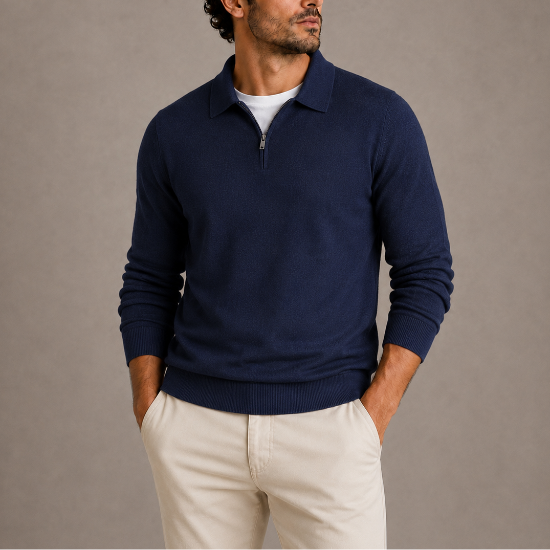 CHANDAIL POLO EN TRICOT À DEMI-FERMETURE ÉCLAIR