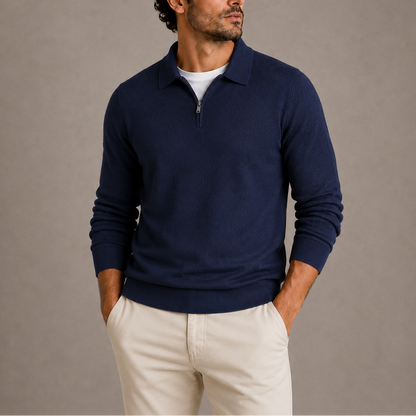 CHANDAIL POLO EN TRICOT À DEMI-FERMETURE ÉCLAIR