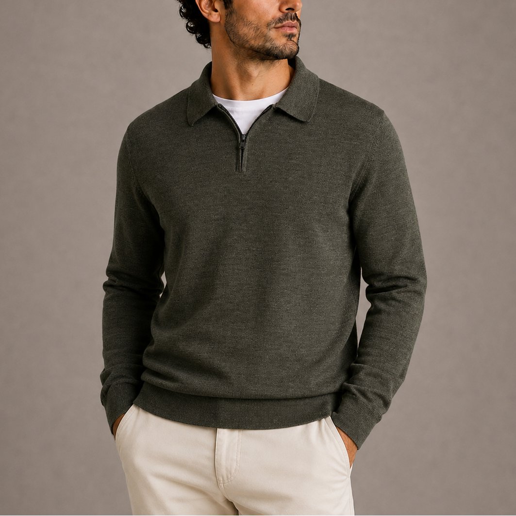 CHANDAIL POLO EN TRICOT À DEMI-FERMETURE ÉCLAIR