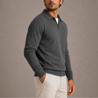 CHANDAIL POLO EN TRICOT À DEMI-FERMETURE ÉCLAIR