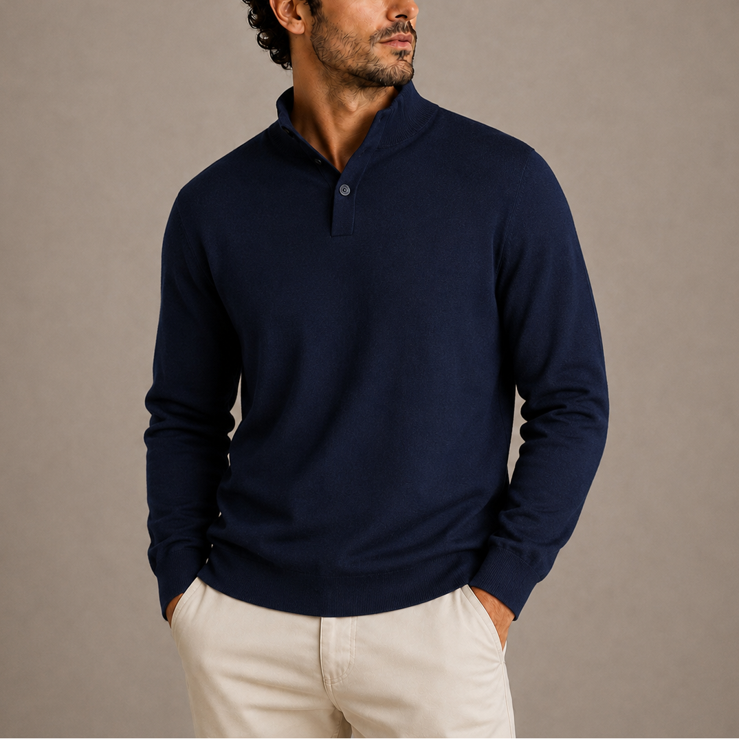 CHANDAIL POLO EN TRICOT À MANCHES LONGUES