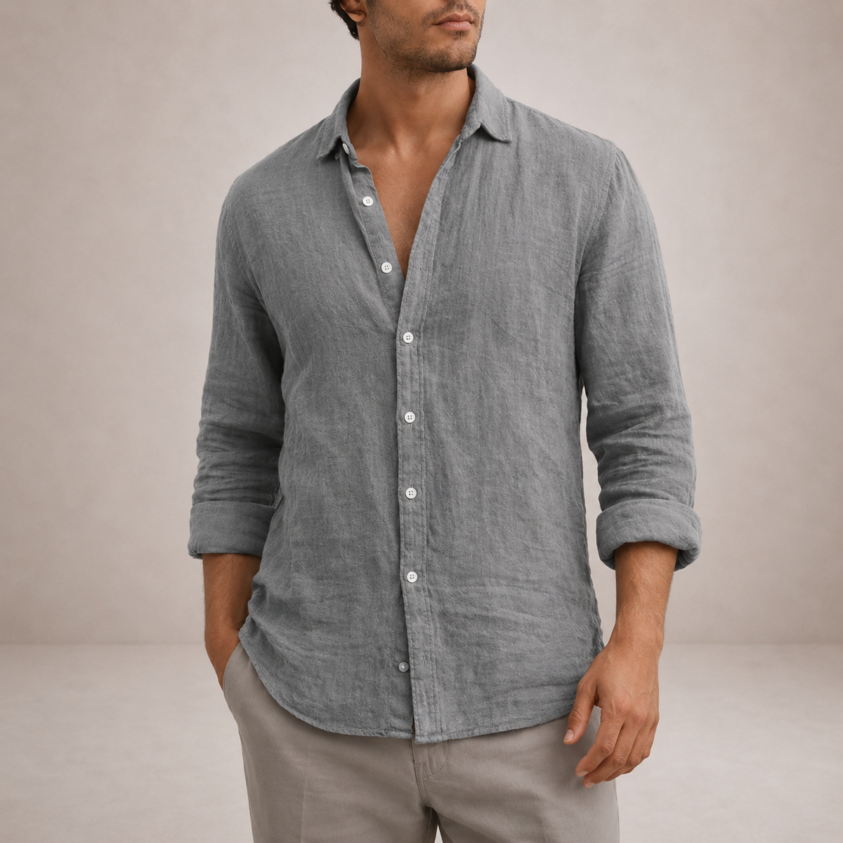 CHEMISE LÉGÈRE EN LIN À BOUTONS