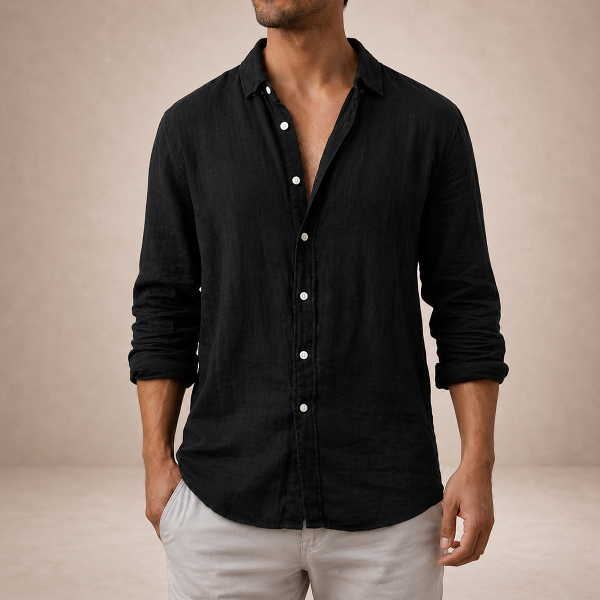 CHEMISE LÉGÈRE EN LIN À BOUTONS