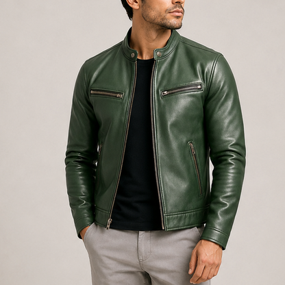 VESTE EN CUIR D’INSPIRATION VINTAGE