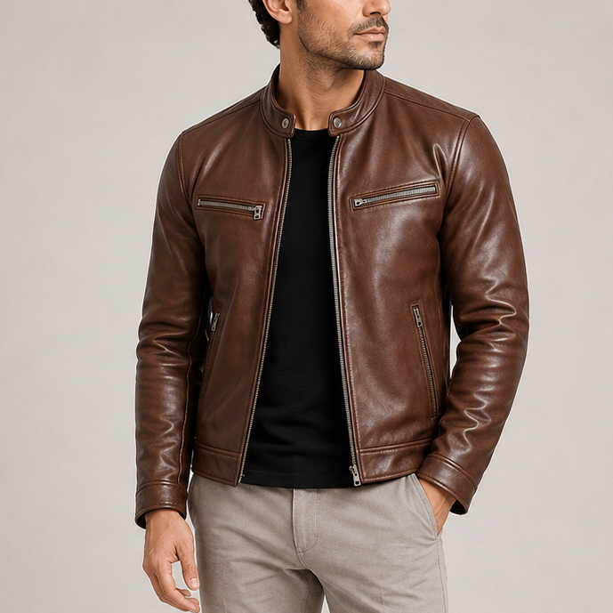 VESTE EN CUIR D’INSPIRATION VINTAGE