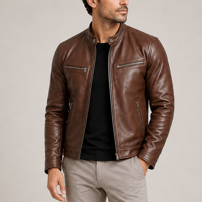 VESTE EN CUIR D’INSPIRATION VINTAGE
