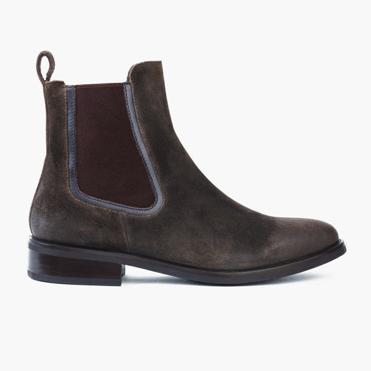 Duchess Chelsea boots i mocka, mörk oliv – profil