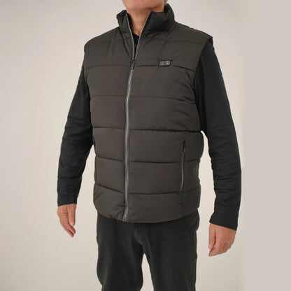 Gros plan sur le devant de la veste chauffante sans manches