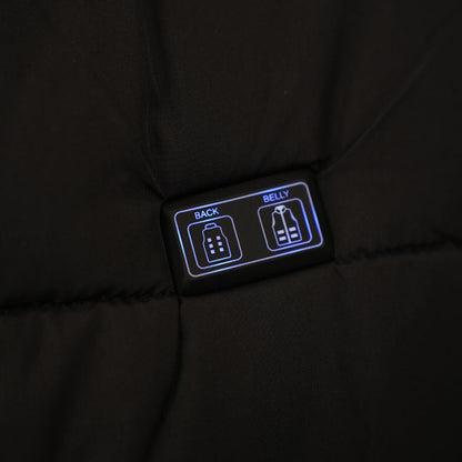 Panneau de commande allumé en bleu : niveau de chaleur moyen